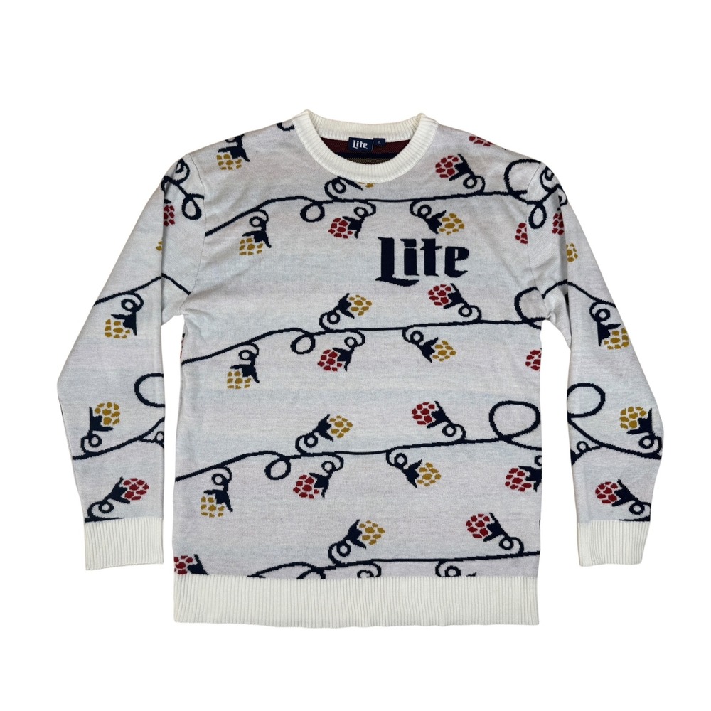 Miller Lite XL Sweater Retro Beer Hops Graphic Acrylic Knit Crewneck